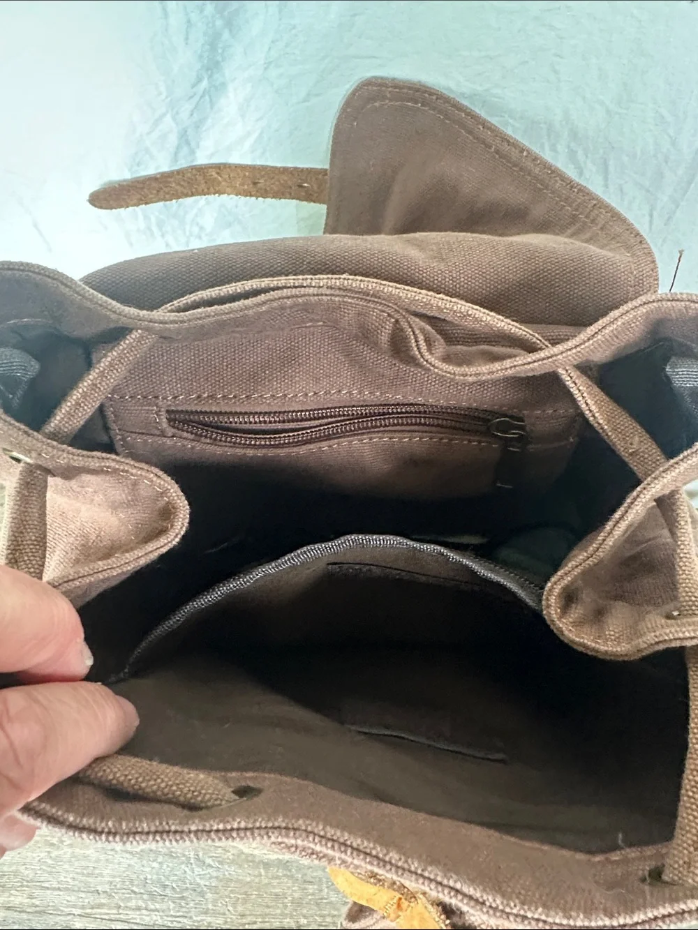 Canvas Brown Backpack with Tan Accents